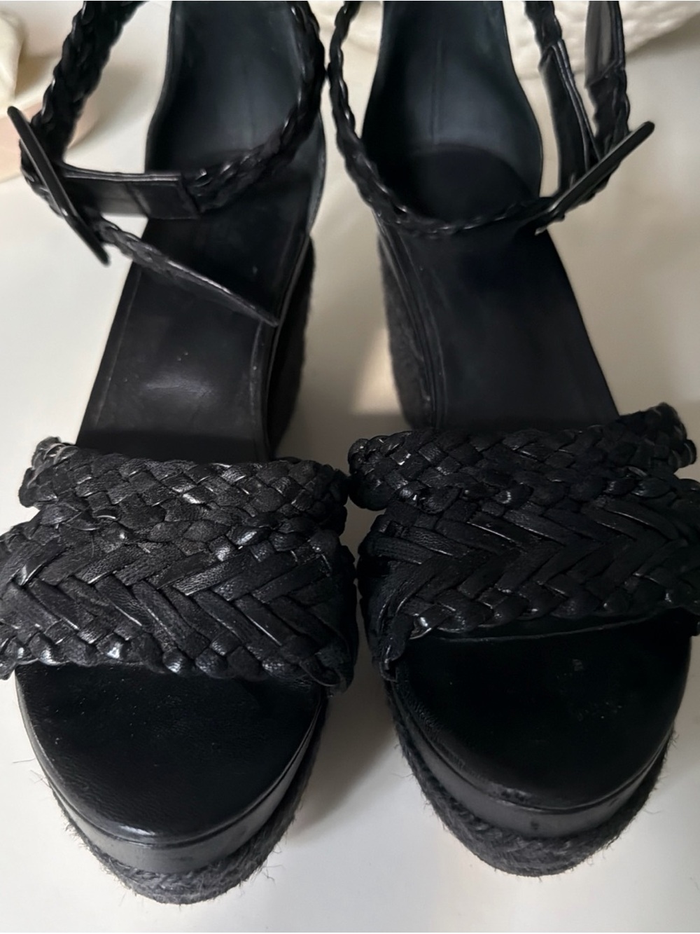 Hermes black braided leather sandals